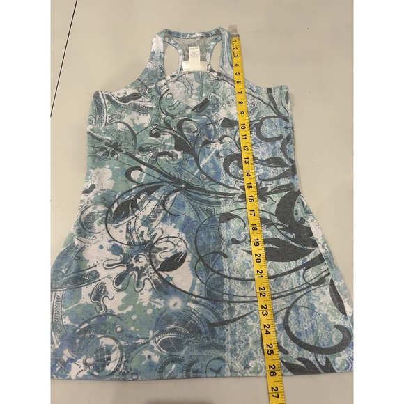 Womens Y2K Blue Floral Halter Lace Fitted Tank Size M Fairy Grunge Preppy Layer - Picture 8 of 9